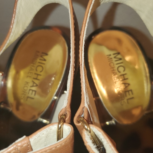 Michael Kors Marble Leather Heels Sandals 7 - Picture 9 of 16